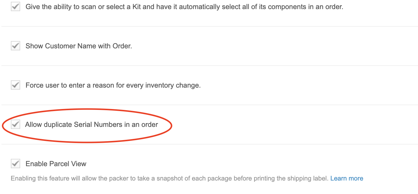 Tracking Serial Numbers — dashboard screenshot