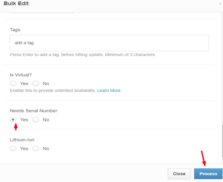 Tracking Serial Numbers — dashboard screenshot