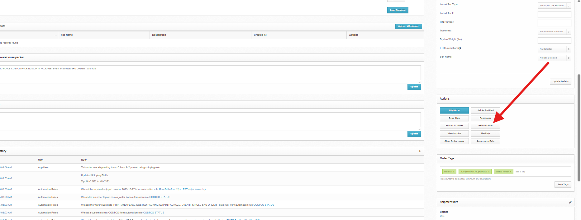 How to Create a Return — dashboard screenshot