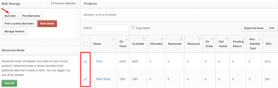 Tracking Serial Numbers — dashboard screenshot