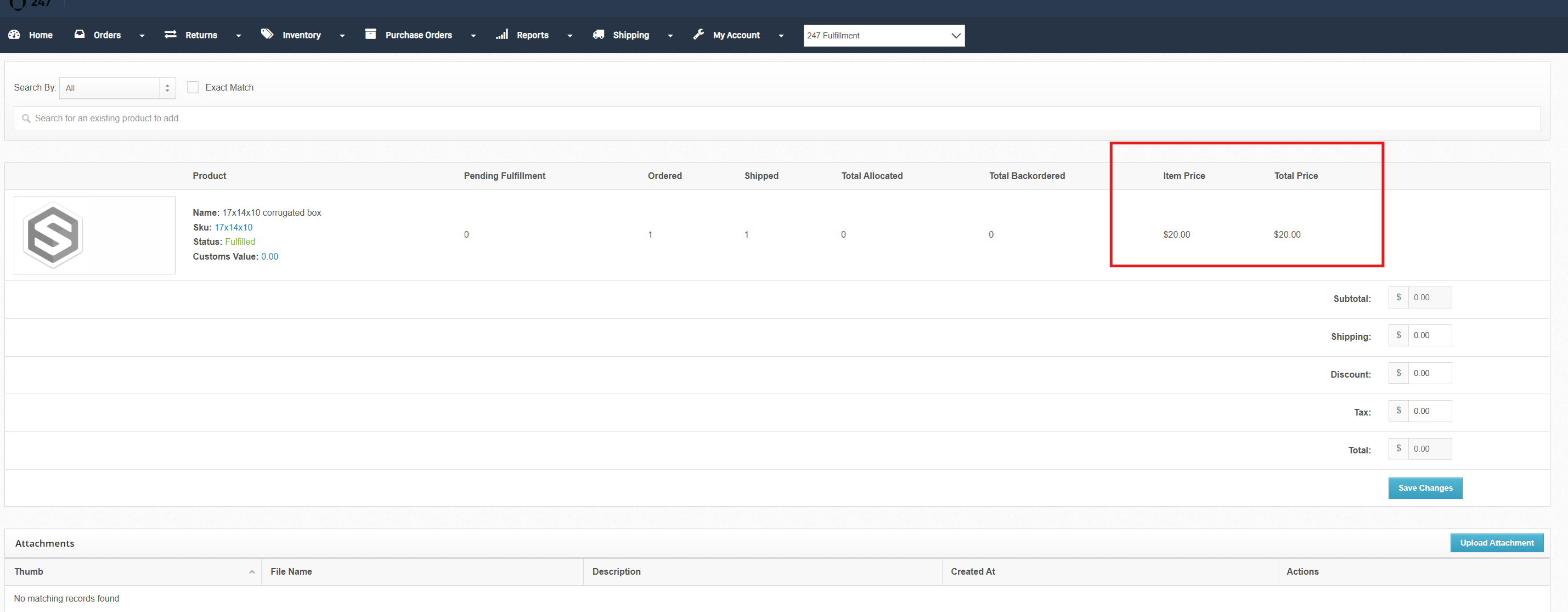 Transferring Inventory Between Warehouses — dashboard screenshot